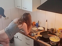 18yo teen 18+ Stepsister Fucked In The Kitchen While The Family Is Not Home